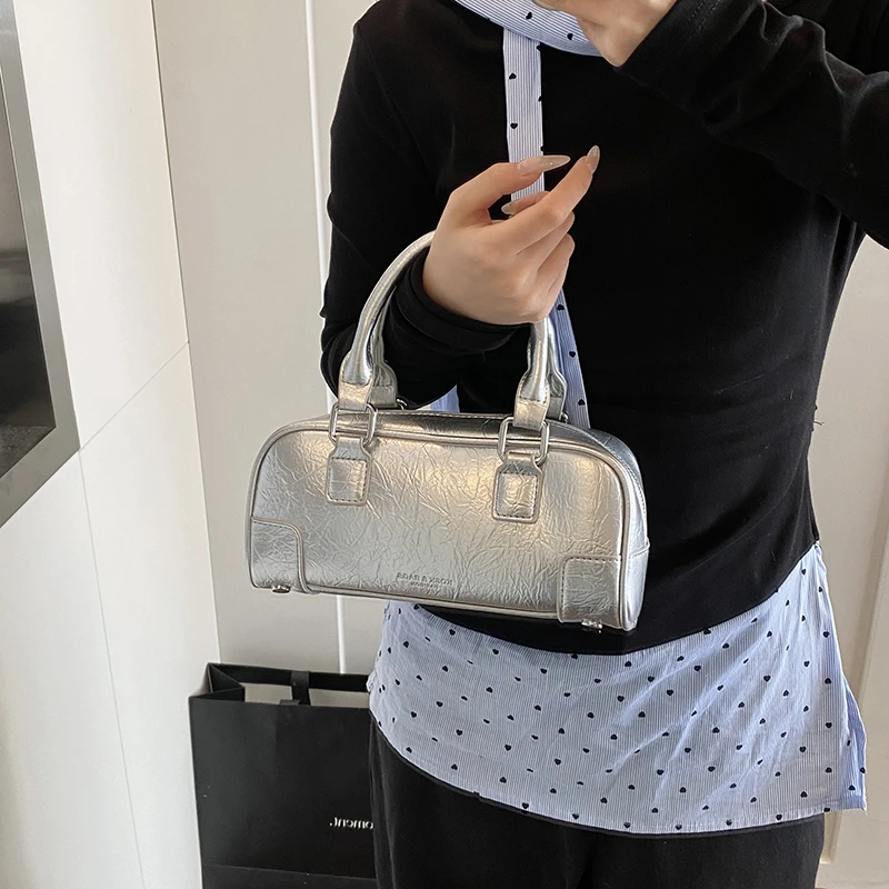 【法式保龄球】真皮复古洋气手提波士顿百搭大容量斜跨包小众轻奢款