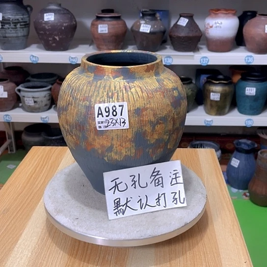 红陶手工制作工艺花盆