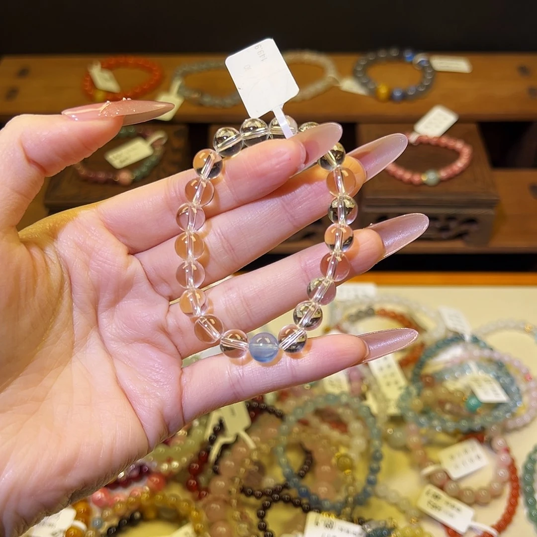 水晶手链银S925镶嵌白水500