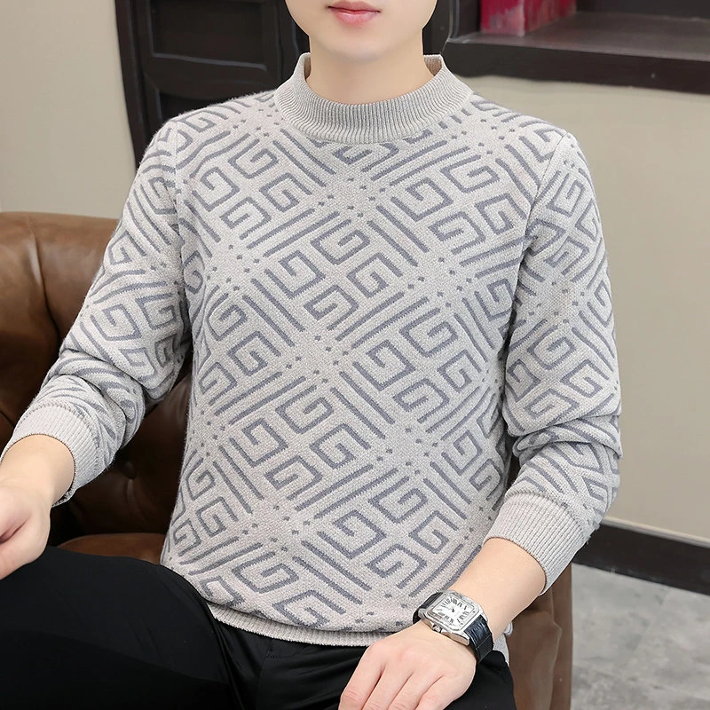 【高品质 雪尼尔】秋冬季加厚修身保暖打底衫男士毛衣针织衫302直播