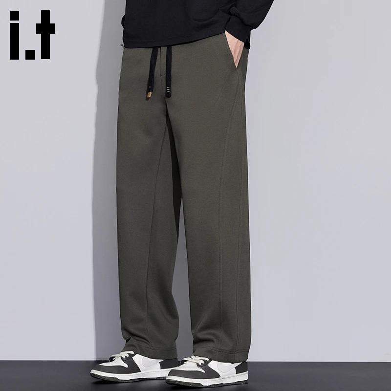 i.t:CHOCOOLATE秋冬宽松运动直筒裤男潮流百搭复古垂感舒适休闲裤