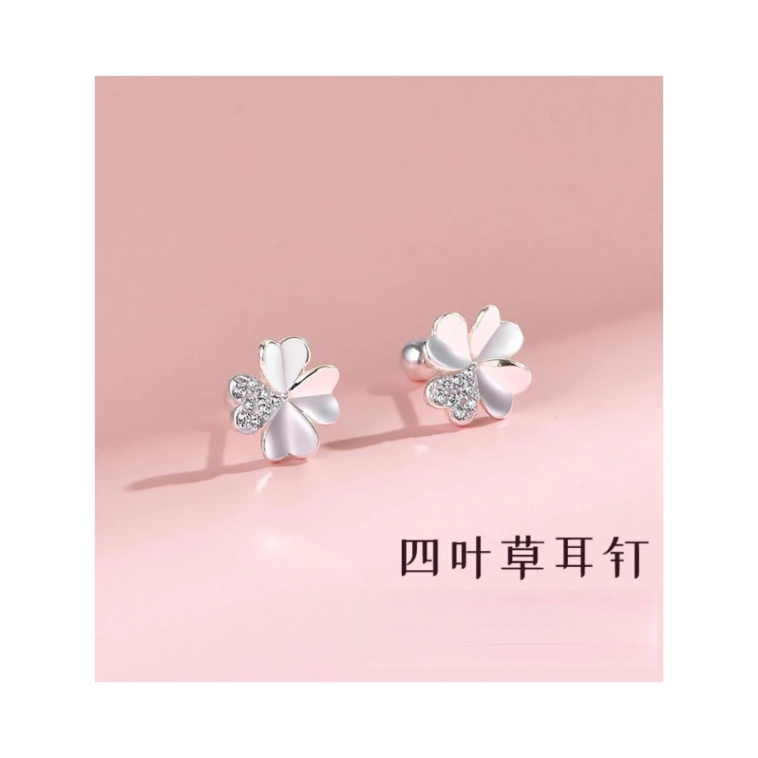 9999银花朵耳骨钉简约小巧清新小众耳环款素款气质个性饰品设计感