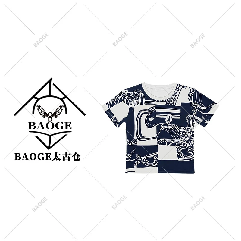 【BAOGE太古仓】爆款2025夏季设计感搭显瘦上衣满印印花圆领短袖T恤
