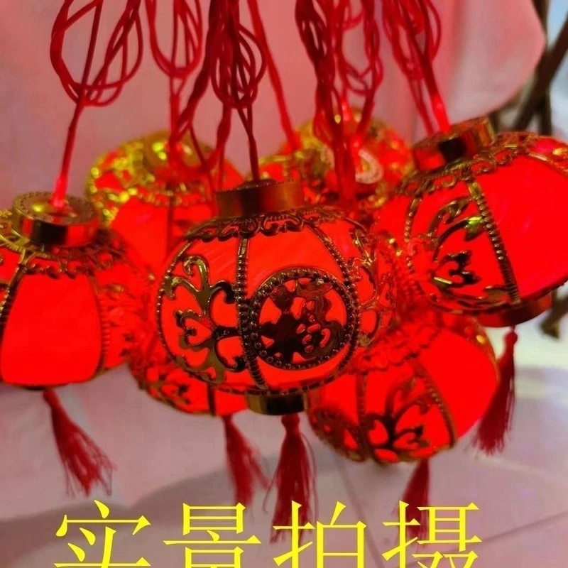 2025新款LED黄金鱼金福福袋金边灯笼发财葫芦灯串春节装饰灯