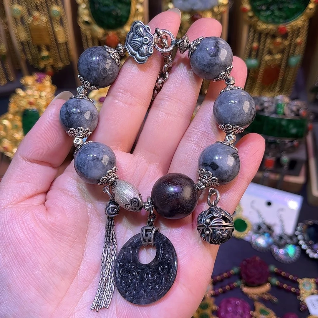 翡翠未镶嵌手链福利款乌鸡翡翠多宝手链