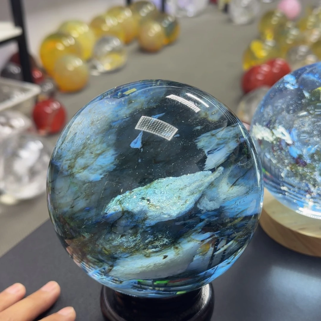 石材木*?12.6厘米蓝水摆件