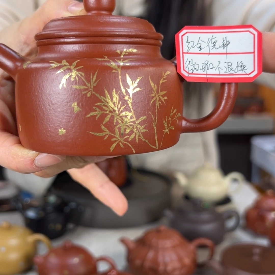 坤***坤茶壶紫砂朱泥 描金德钟 150cc微瑕不退换