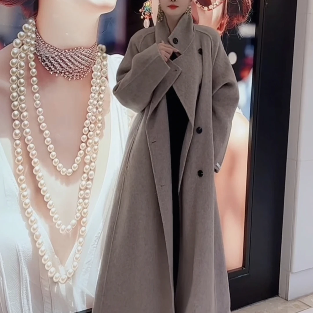 设计师双面羊绒中长款秋冬气质高级大衣