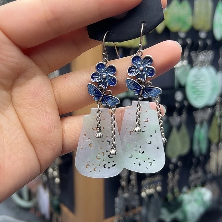 翡翠银S925镶嵌耳饰宝***宠55566