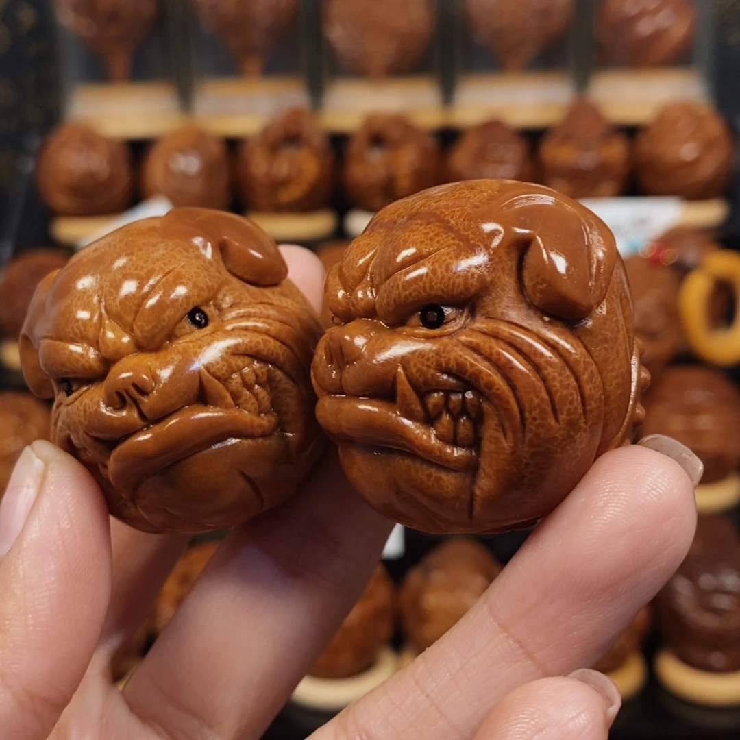 橄榄核吊坠旺财一对0099