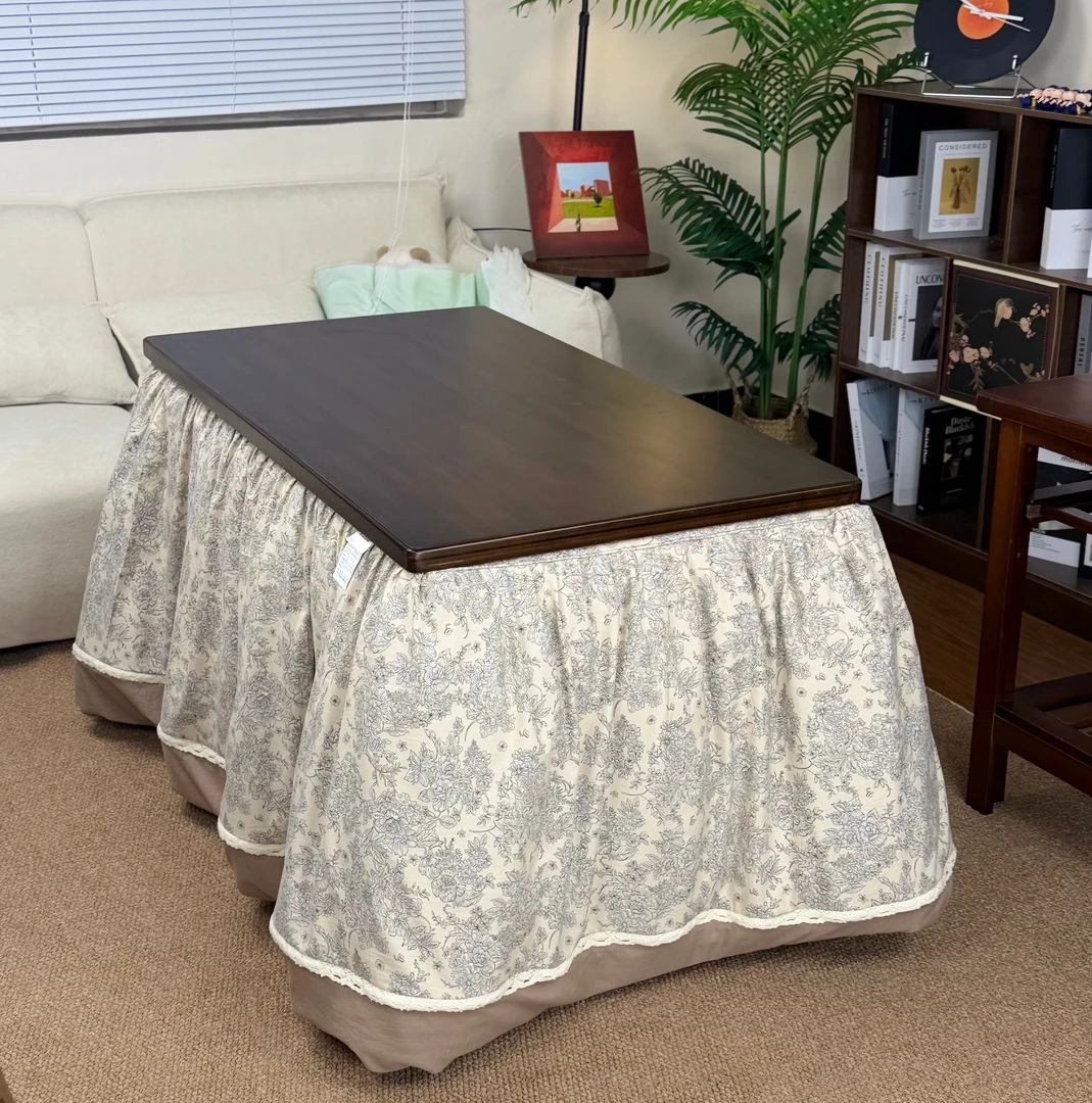 【乌金色抽屉款-整套】2025升级新款取暖折叠茶几餐桌烤火桌