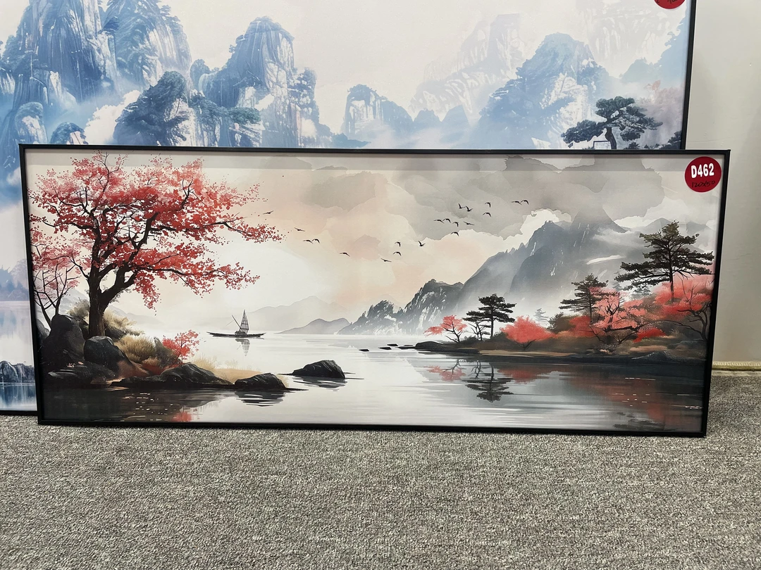 D462新中式120x50cm山水画客厅装饰画沙发背景墙挂画