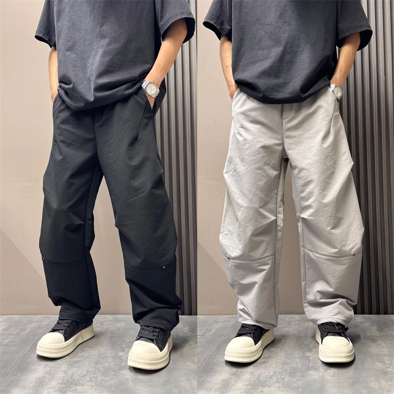 秋季新款男士纯色宽松直筒休闲裤潮流简约设计感百搭垂感弯刀裤