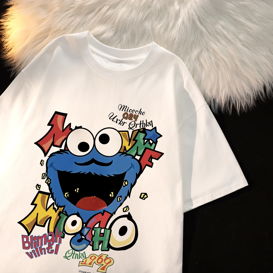 儿童卡通男女童短袖T恤夏季新款休闲oversize炸街潮流中大童上衣