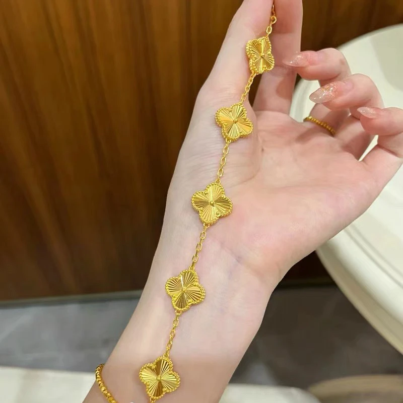 铜合金手链 镭射工艺洋气款幸运四叶草手链气质时尚高级