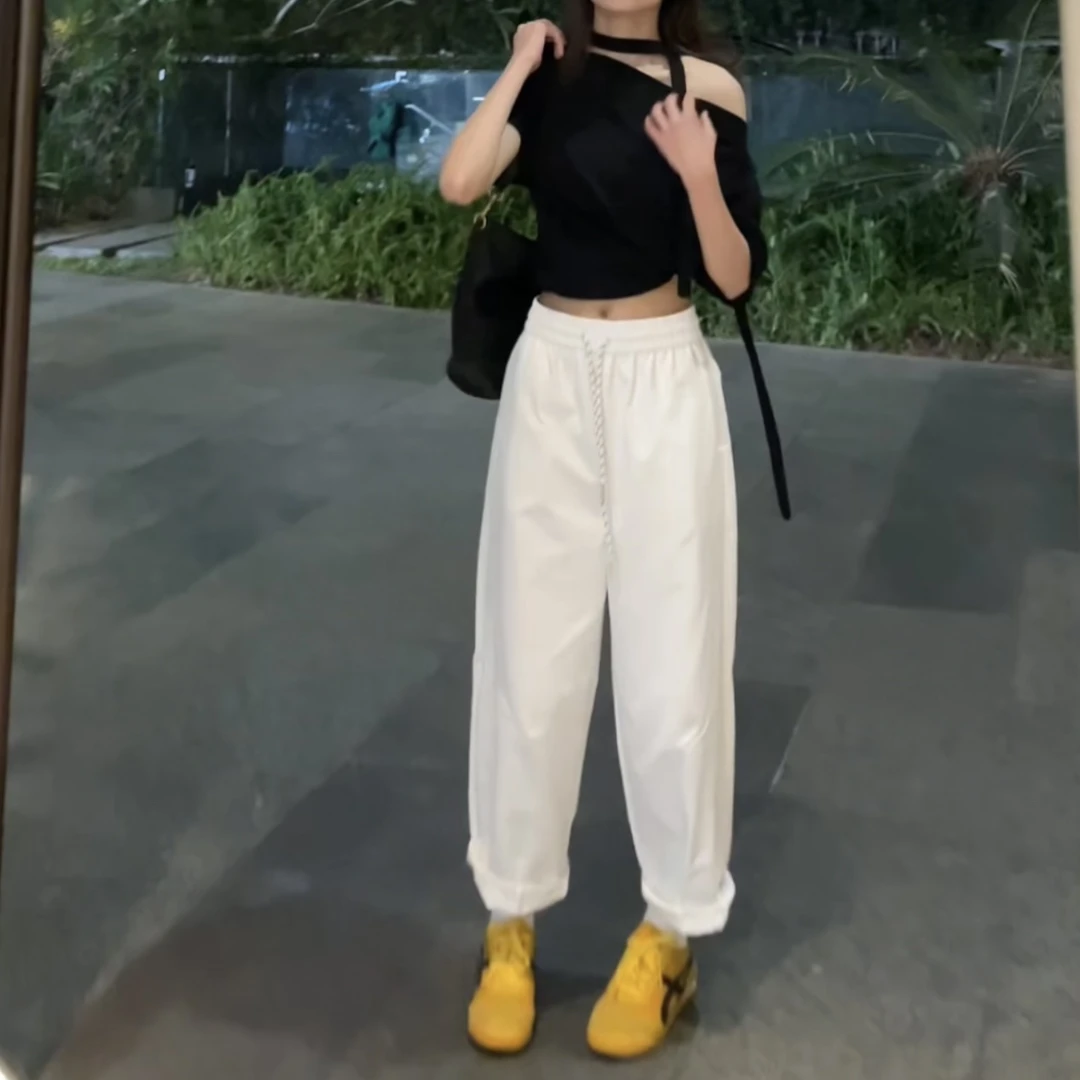 慕斯棉显瘦百搭高腰九分哈伦裤
