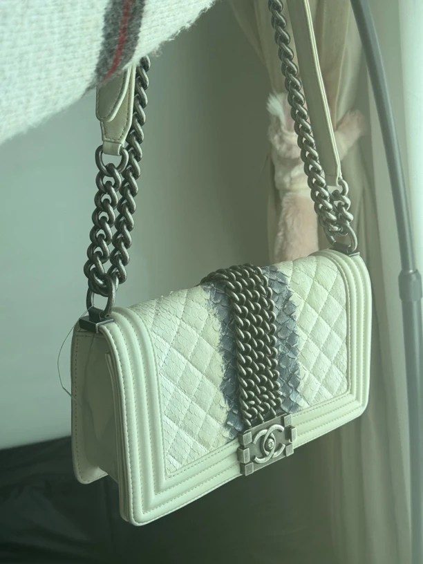 95新 Chanel/香奈儿 牙牙 蛇皮渐变中号leboy单肩包