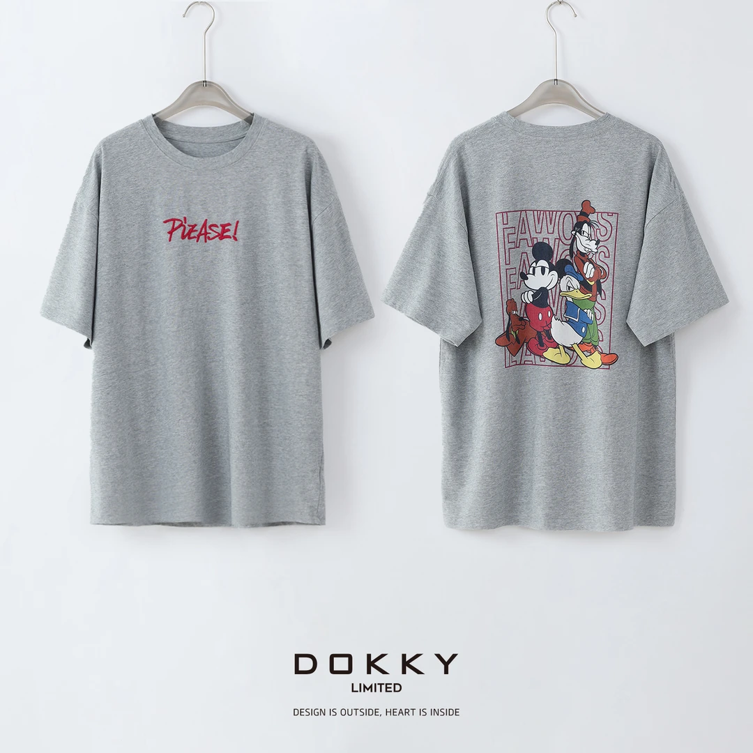 Dokky「拽拽三剑客.紫标」重工刺绣.印花纯棉T恤LA0333
