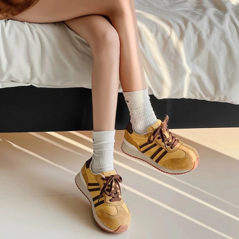 丑萌小众休闲阿甘德训鞋女松糕厚底2025新款春季韩版学生增高鞋女