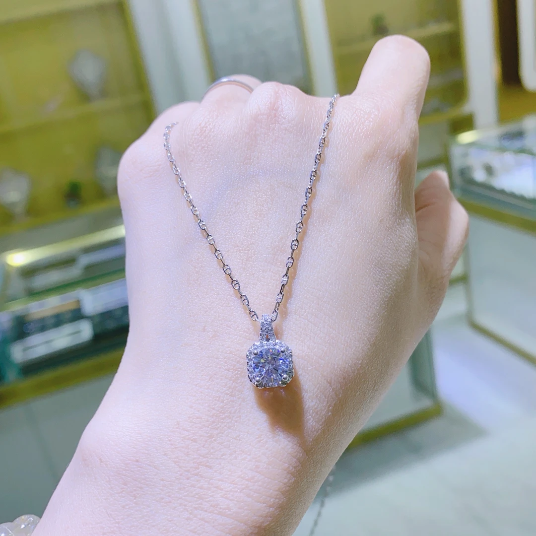 坠链均925银 坠链均925银  小方糖吊坠精致满钻百搭项链