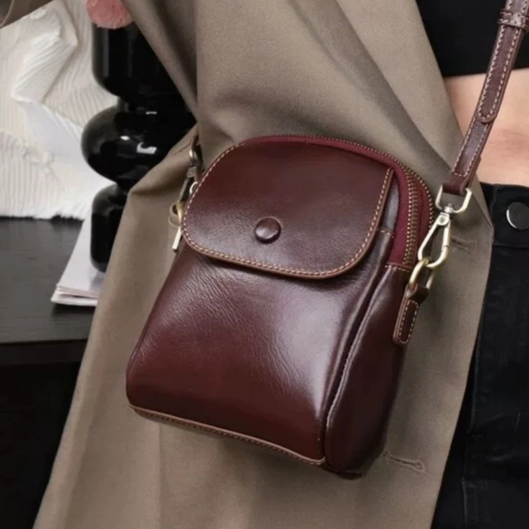 头层牛皮手机包女包包2025新款真皮单肩斜挎包休闲斜挎包女款