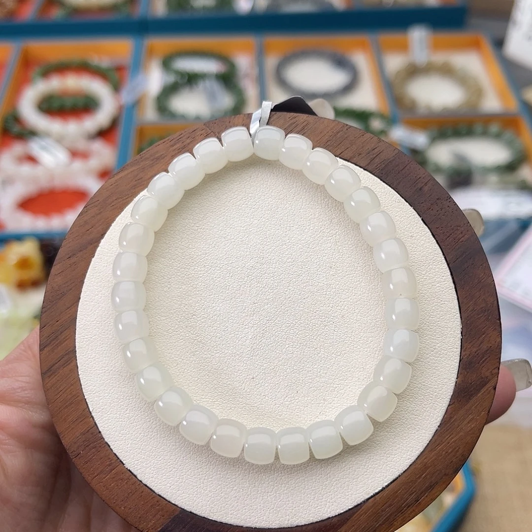 和田玉未镶嵌手串A36卡6×7