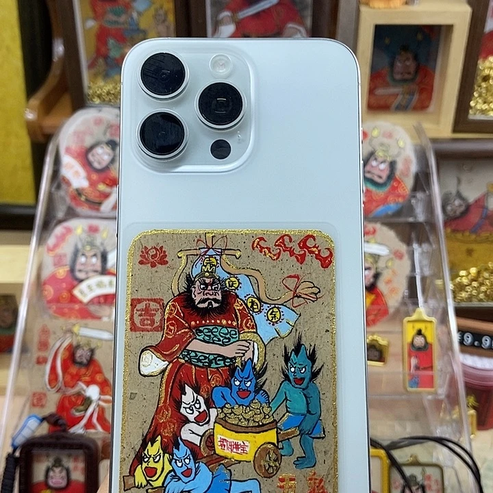 吊坠孤品朱砂背贴奎爷五鬼运财