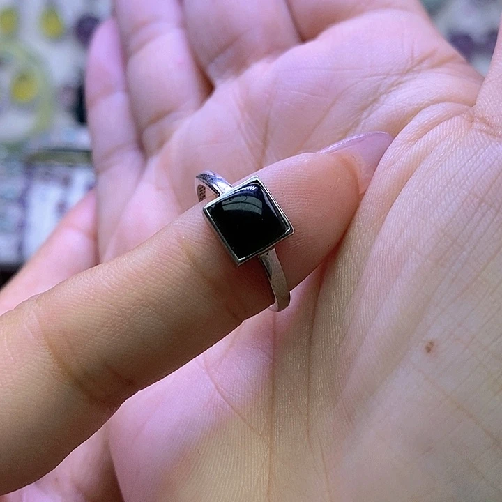 岫玉银S925镶嵌戒指