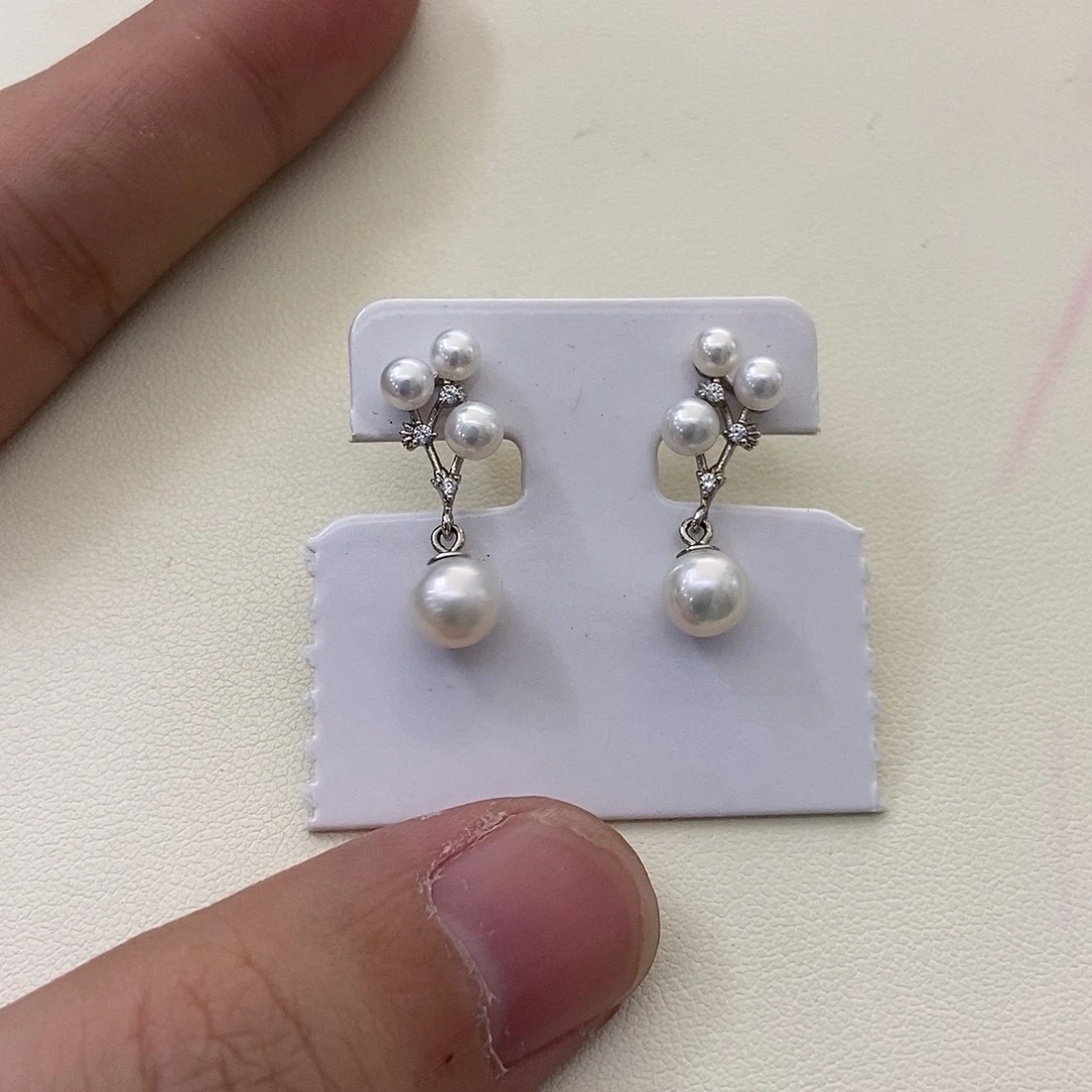 银S925镶嵌耳饰淡水珍珠