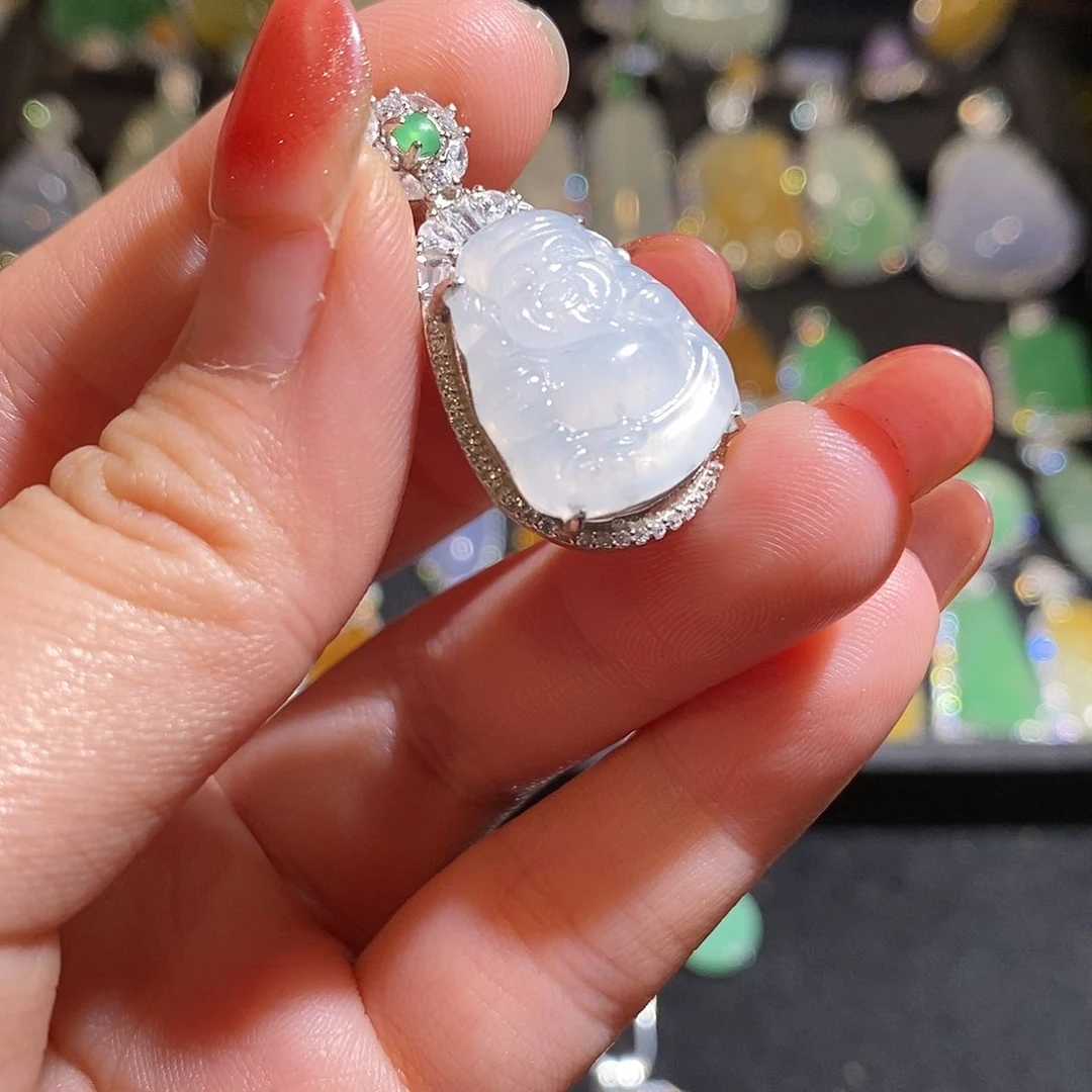 颈饰银S925镶嵌翡翠天然翡翠