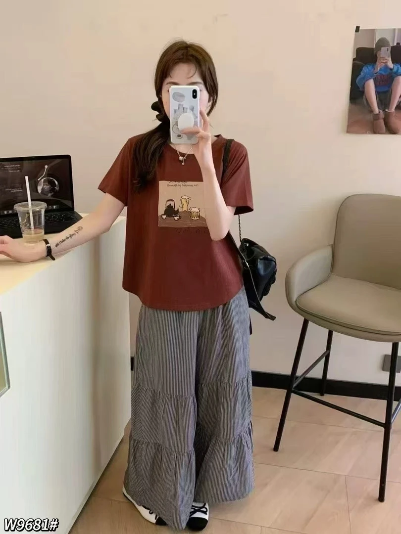 T恤印花短袖百搭吸汗显瘦夏季卡通减龄印染