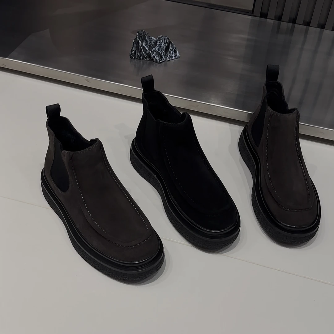 百搭厚款冬季车缝线休闲切尔西靴防滑套筒耐磨秋季