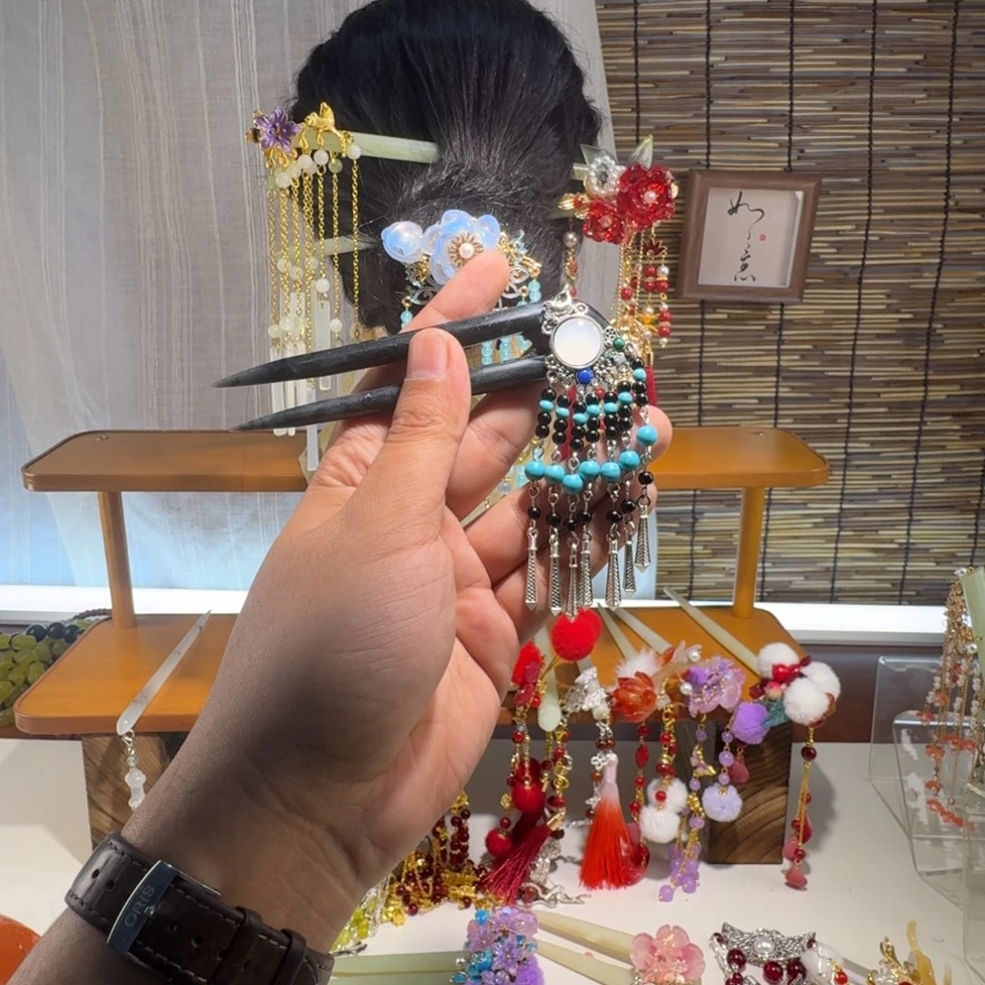 蛇纹石玉合金发饰