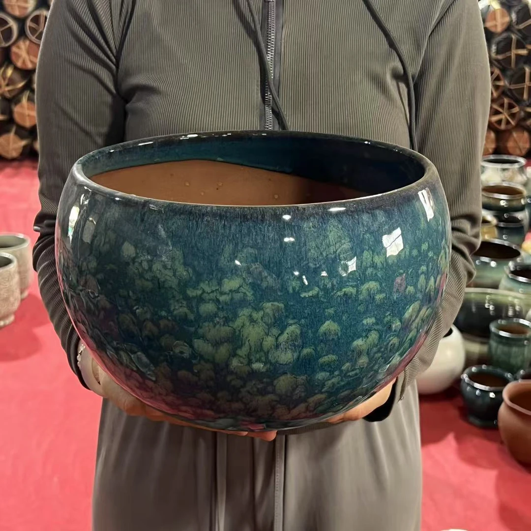 098高端宜兴紫砂花盆大号高18口20