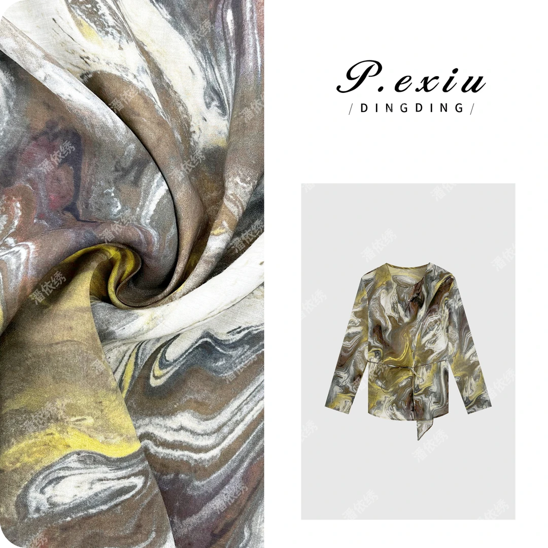 天丝人丝设计感不规则飘带长袖衬衫 W-62831