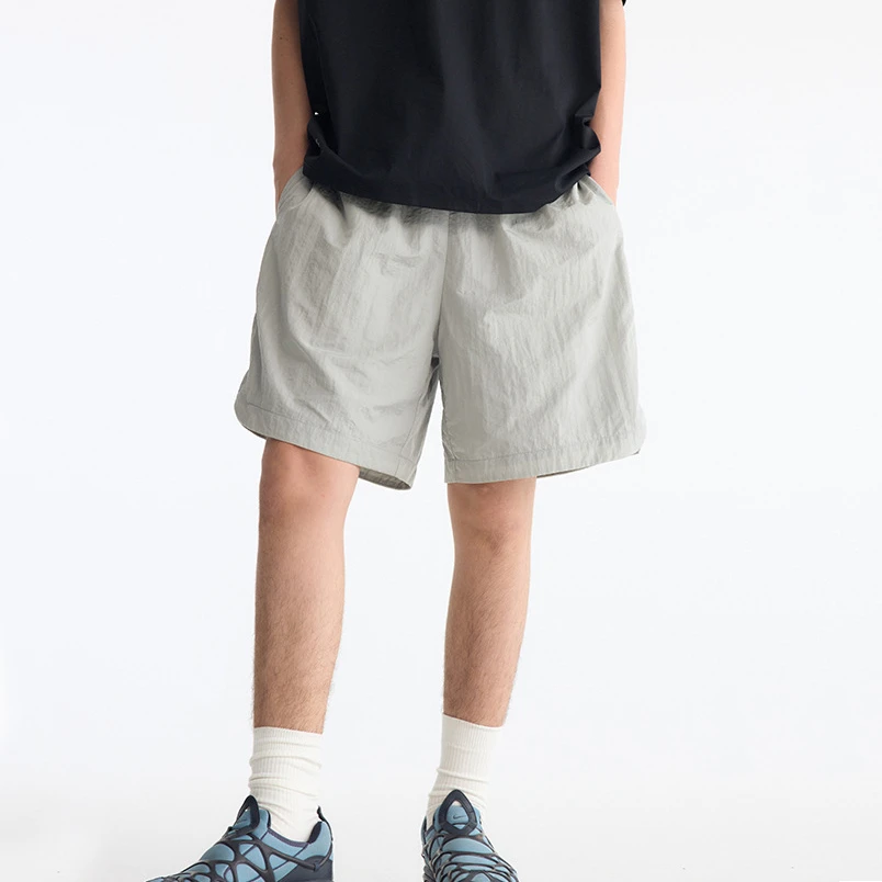 夏季美式金属质感三防运动速干短裤松紧系带宽松男女开衩五分裤潮