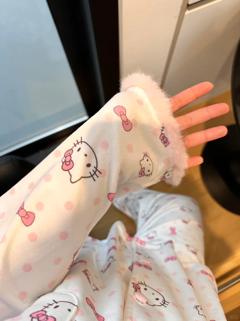 【波点kitty猫】ins网红同款少女德绒睡衣女秋冬套装2025保暖家居服