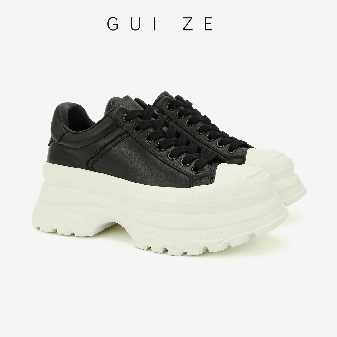 增高7cm轻便老爹鞋 2025秋新款真皮厚底女鞋百搭小白鞋时尚休闲鞋