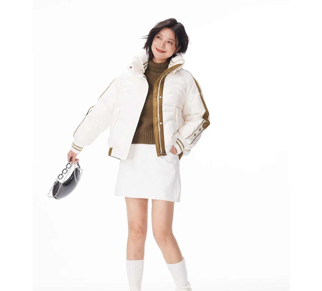 YT013 90白鸭绒羽绒服短款面包服撞色加厚保暖外套24613米