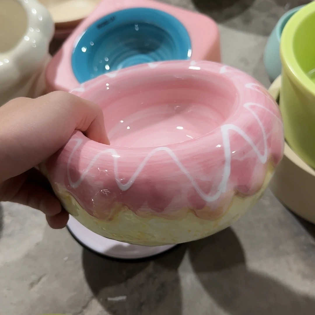 单层粉甜甜圈瓷片陶瓷微瑕链接