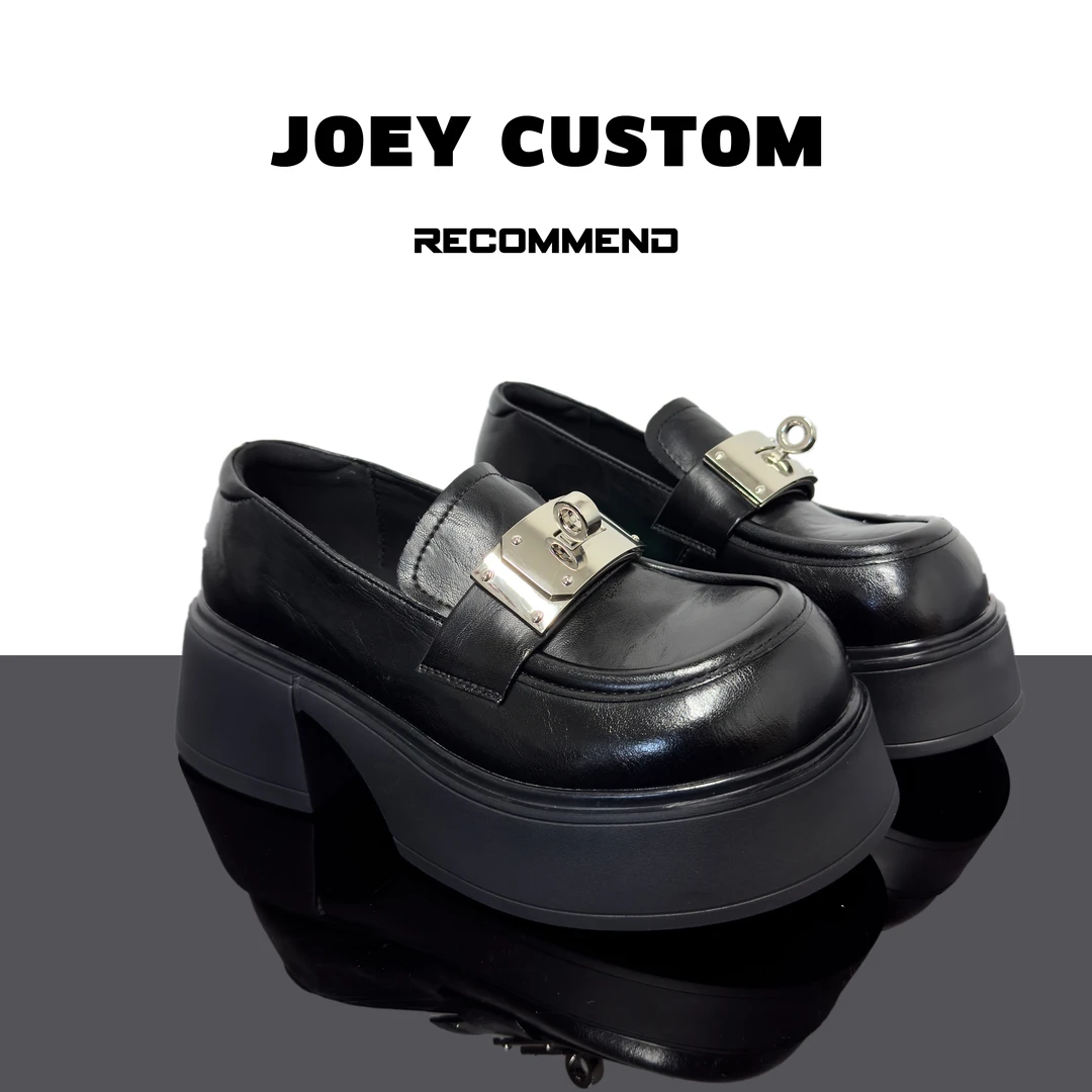 JOEY | 英伦风厚底黑色乐福鞋女真皮锁扣小皮鞋 2588-2