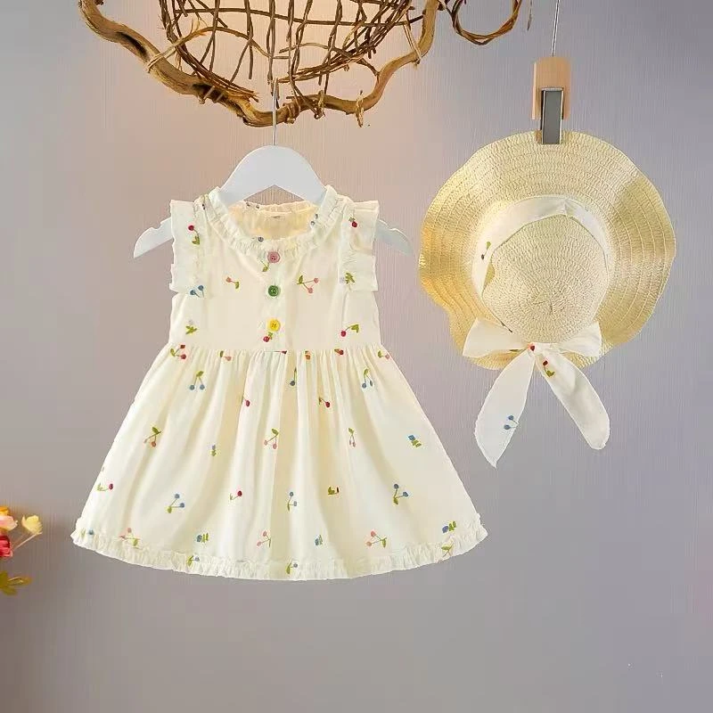 女童夏装连衣裙新款洋气宝宝碎花无袖小女孩背心裙夏季儿童公主裙
