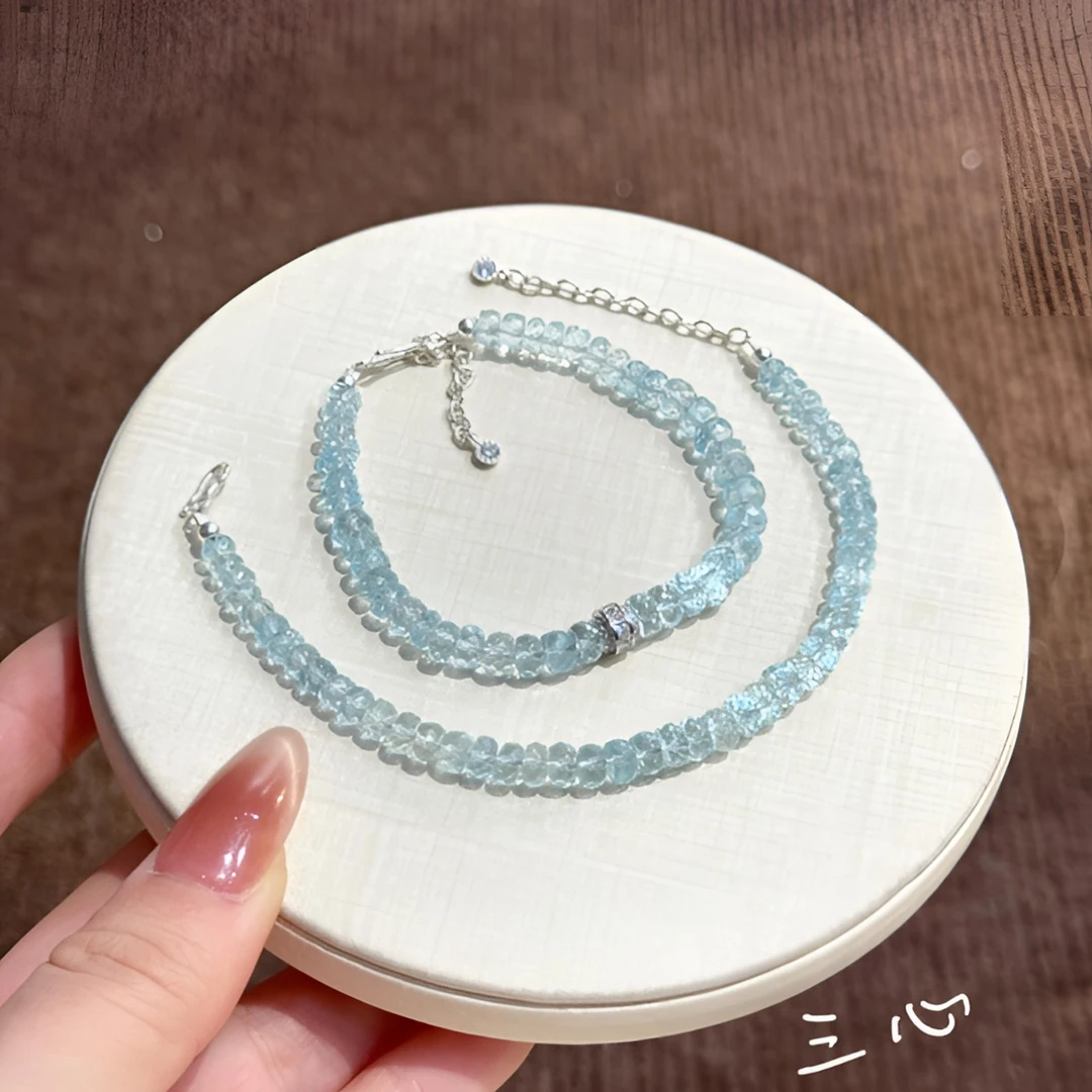 【冰川】925海蓝宝银手链