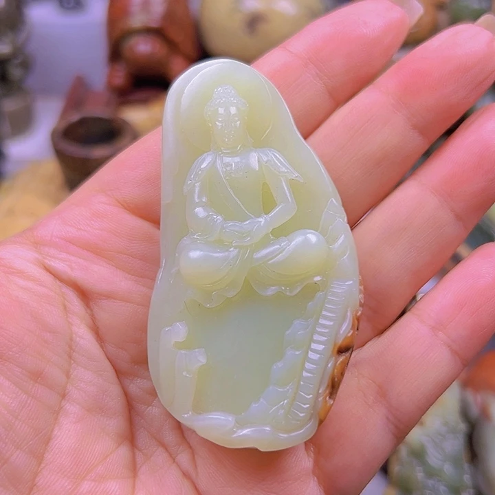 岫岩河磨玉（透闪石质玉）未镶嵌吊坠(不含链)