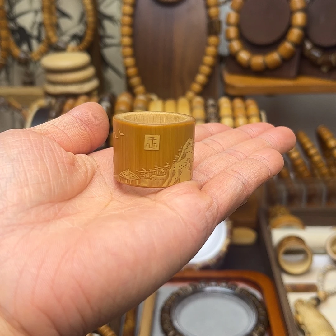 布***麻初心竹木手串文创，扳指