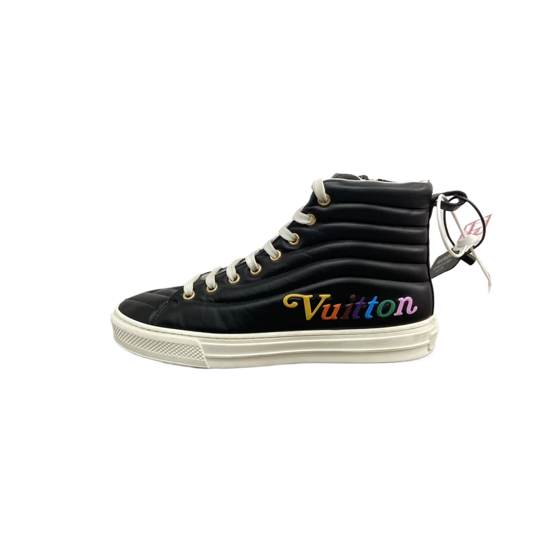 95新 LouisVuitton/路易威登 37码  彩色字母黑色高帮板鞋 re1078