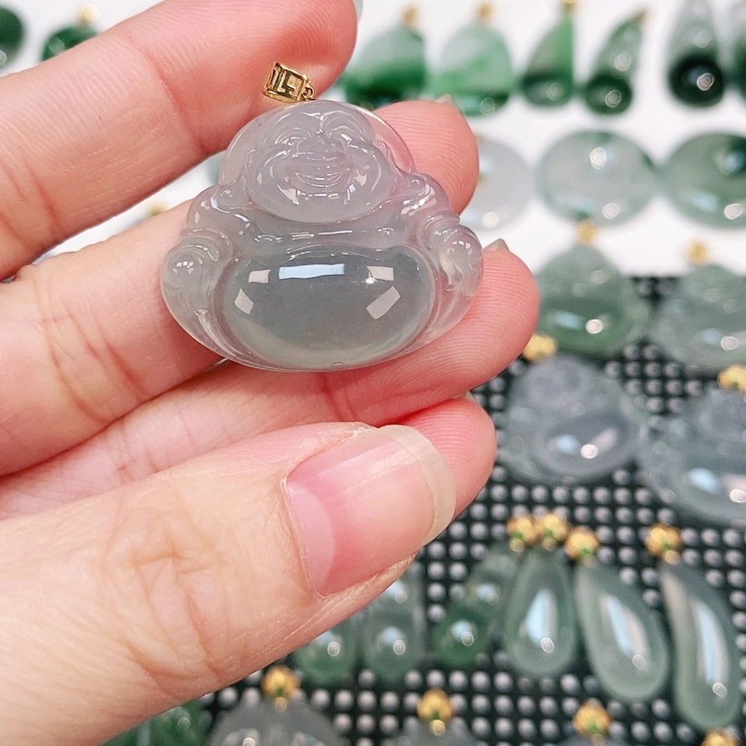 翡翠颈饰18K金镶嵌吊坠