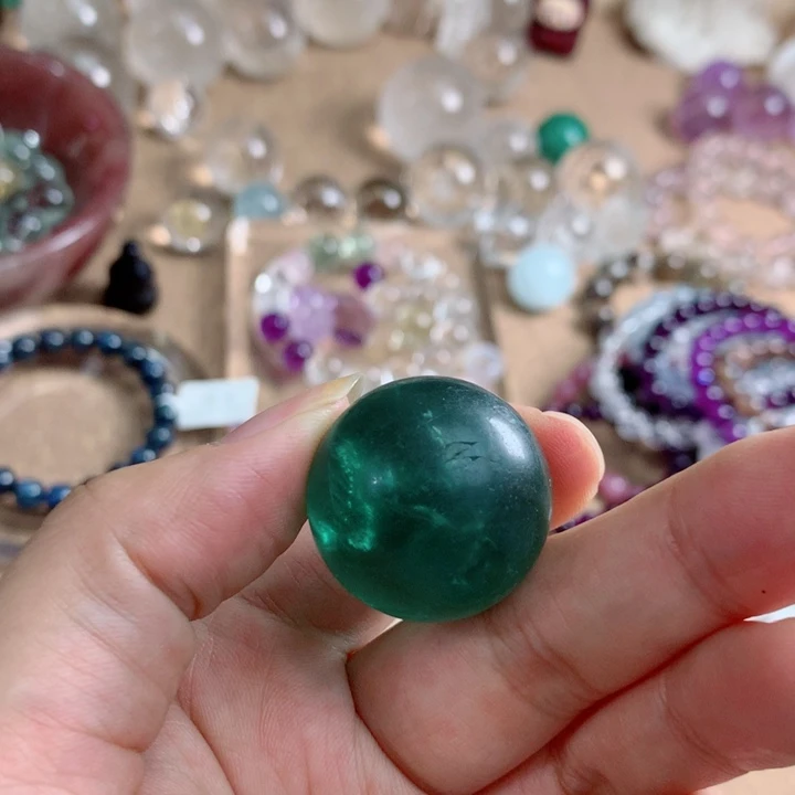 莹石球水晶单珠手链