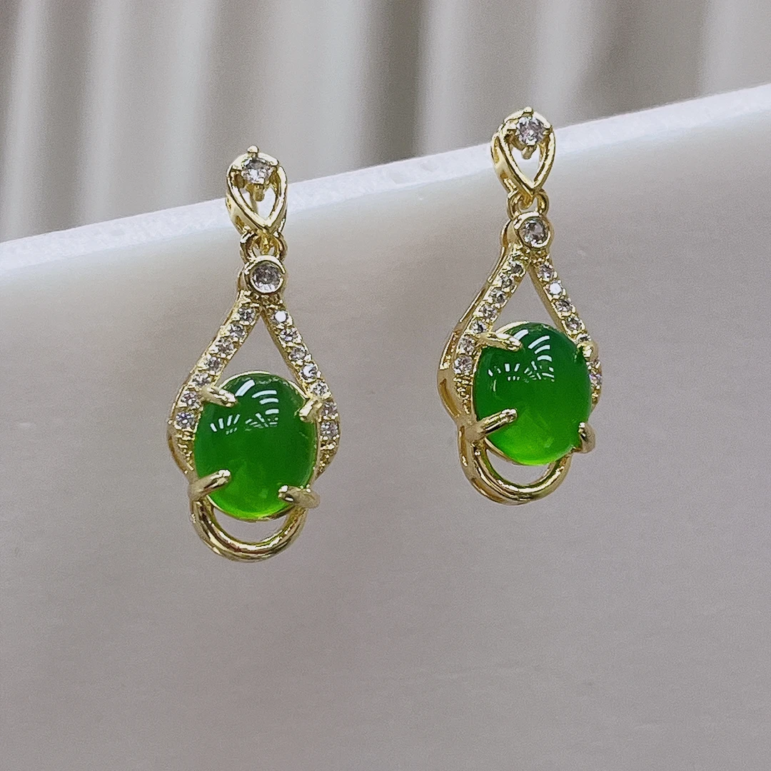 （七七甄选）鸽子蛋耳坠时尚轻奢大气合金镶嵌