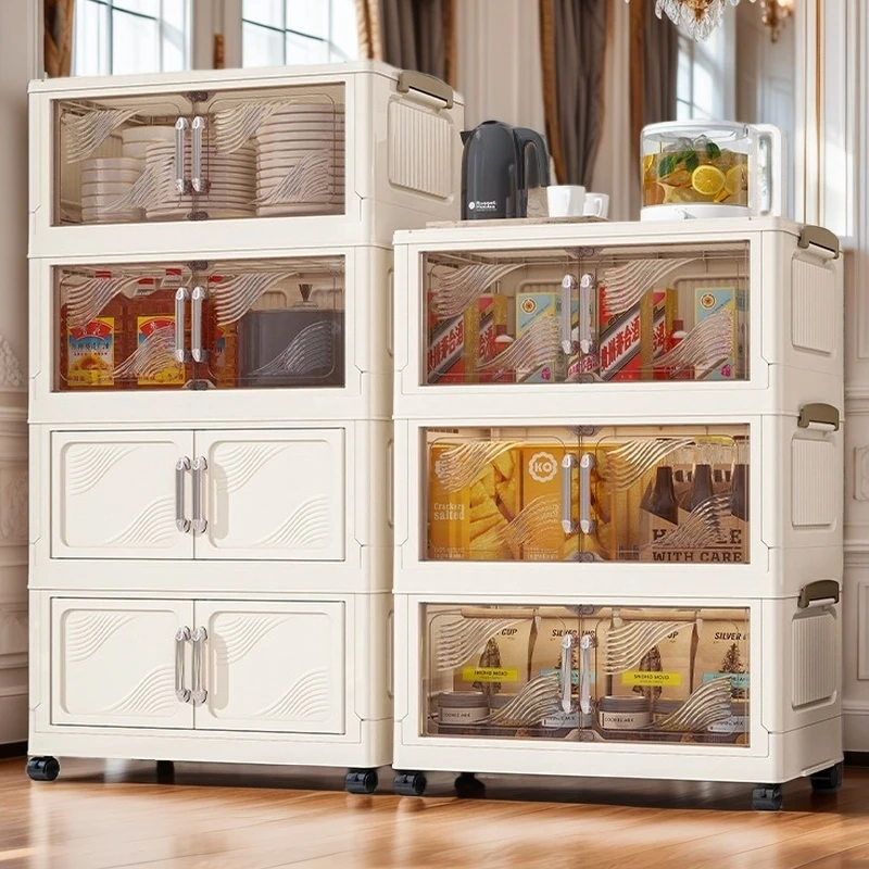 大一号60面宽折叠收纳柜免安装杂物储物箱儿童挂衣柜厨房置物架